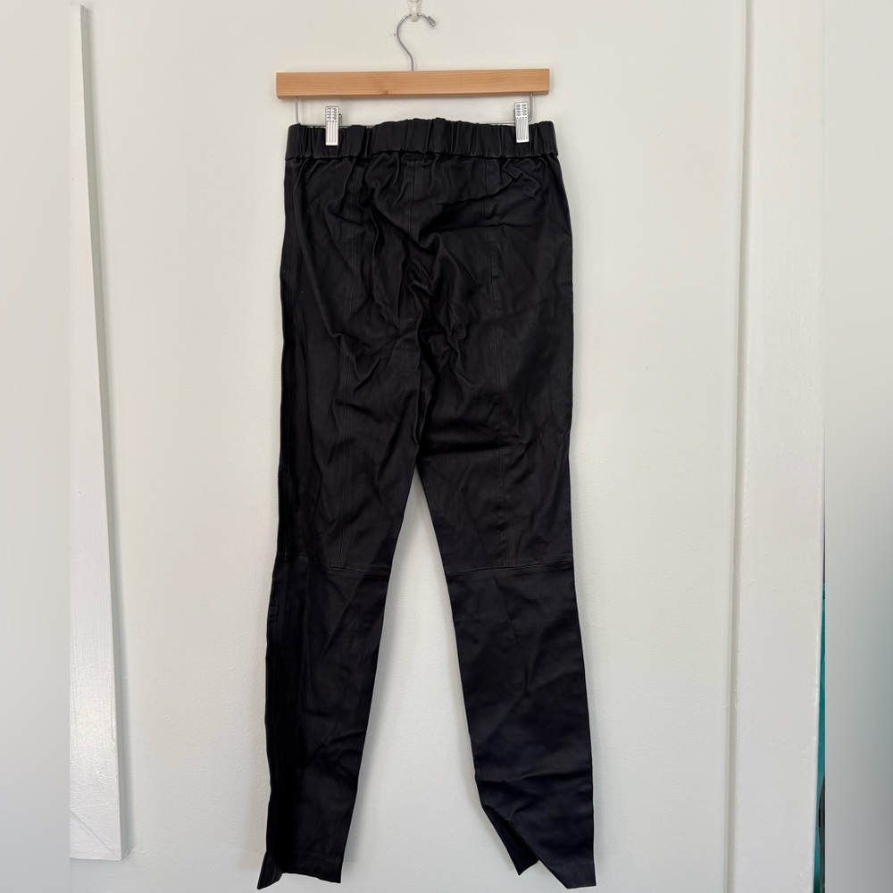 J. Crew Collection || Genuine Leather Pull On Skinny Pants Leggings Navy Blue 12 - Picture 5 of 8